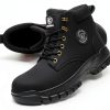 Steel Toe Boots Women Waterproof Safety Shoes Leather Upper 679 Black-6