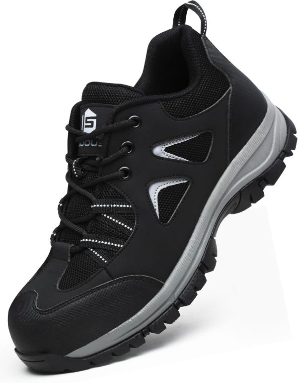 Steel Toe Shoes ISOOUS Work Safety Footwear Breathable Lightweight-0