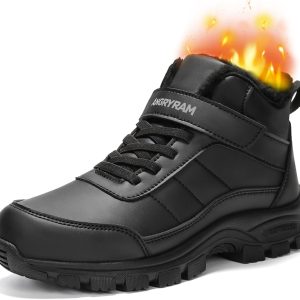 ANGRYRAM Winter Work Shoes Women Black Insulated Steel Toe Non Slip-0