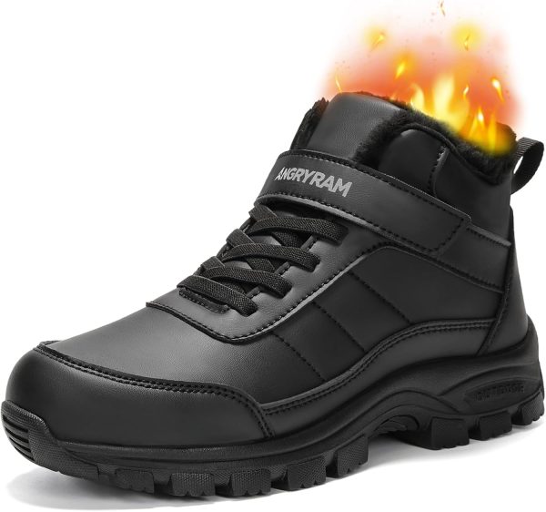 ANGRYRAM Winter Work Shoes Women Black Insulated Steel Toe Non Slip-0