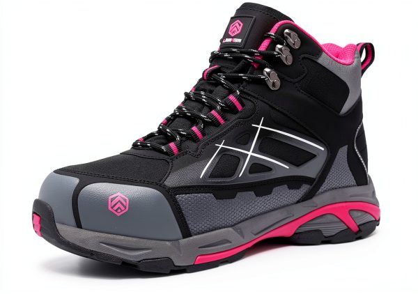 Steel Toe Boots Women LARNMERN Lightweight Industrial Work Safety Pink-0