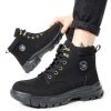 Steel Toe Boots Women Waterproof Safety Shoes Leather Upper 679 Black-4