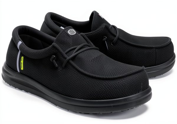 HEYDUDE Women Wendy Work CT Slip Resistant Composite Toe Shoes Black-1