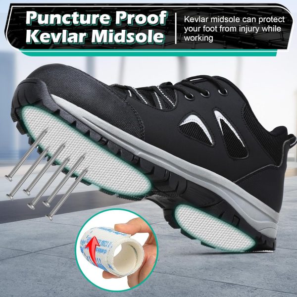 Steel Toe Shoes ISOOUS Work Safety Footwear Breathable Lightweight-2