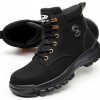 Steel Toe Boots Women Waterproof Safety Shoes Leather Upper 679 Black-0