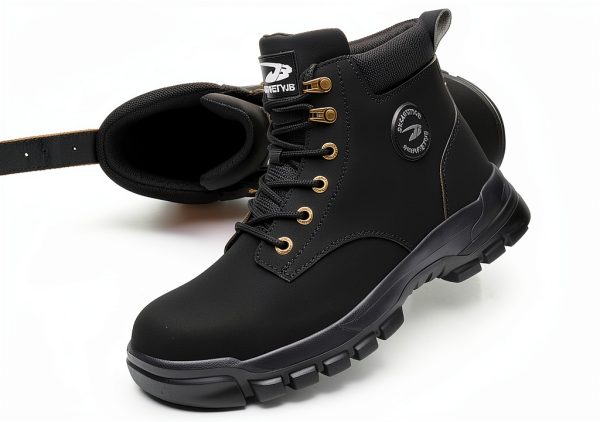 Steel Toe Boots Women Waterproof Safety Shoes Leather Upper 679 Black-0