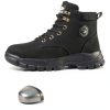 Steel Toe Boots Women Waterproof Safety Shoes Leather Upper 679 Black-1