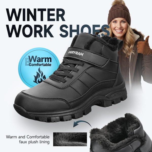 ANGRYRAM Winter Work Shoes Women Black Insulated Steel Toe Non Slip-1