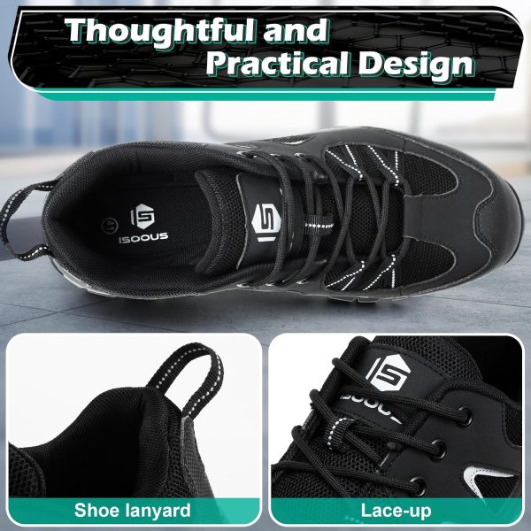 Steel Toe Shoes ISOOUS Work Safety Footwear Breathable Lightweight-3