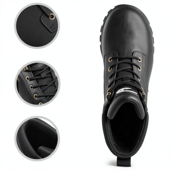 Steel Toe Boots Women Waterproof Safety Shoes Leather Upper 679 Black-2